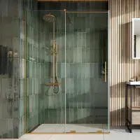 Serenova 1000mm Sliding Shower Door in Brushed Brass