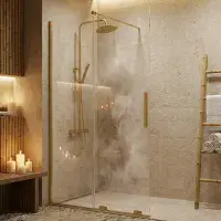 Serenova 1000mm Sliding Shower Door in Brushed Brass