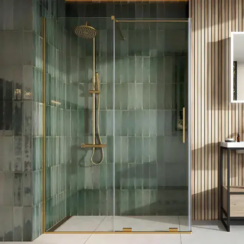 Serenova 1500mm Sliding Shower Door in Brushed Brass