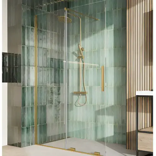 Serenova 1700mm Sliding Shower Door in Brushed Brass