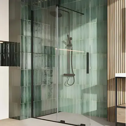 Serenova Sliding Shower Door in Matt Black - Various Sizes