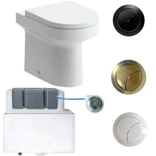 Serpens Back To Wall Toilet Pan with Concealed Cistern & Button Options