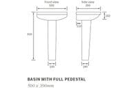 Serpens Basin With Full Pedestal, 500mm Wide