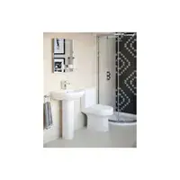 Serpens Bathroom Pack with 1650x700mm Bath, Toilet, Basin, Black Dual Shower and Taps
