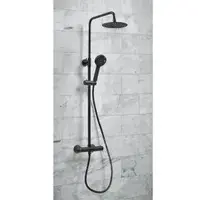 Serpens Bathroom Pack with 1650x700mm Bath, Toilet, Basin, Black Dual Shower and Taps