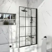 Serpens Matt Black Full Bathroom Pack with Bath Screen, Taps and Dual Shower