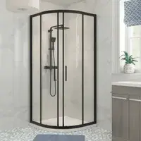 Serpens Matt Black Quadrant Shower Enclosure Pack with Vanity Unit, Toilet, Taps and Dual Shower