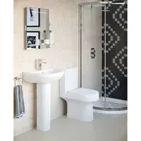 Serpens Matt Black Vanity Unit Bathroom Pack with L Shape Shower Bath and Dual Shower