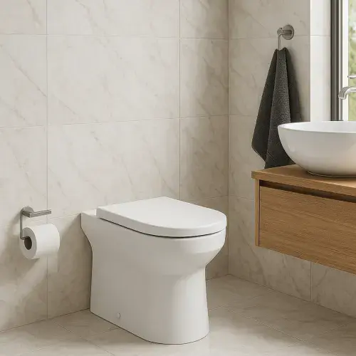 Serpens Rimless Back To Wall Toilet Inc Soft Close Seat