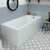Serpens Vanity Unit Bathroom Pack with 1700x700mm Bath, Matt Black Screen and Dual Shower (1)