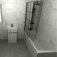 Serpens Vanity Unit Bathroom Pack with 1700x700mm Bath, Matt Black Screen and Dual Shower (1)