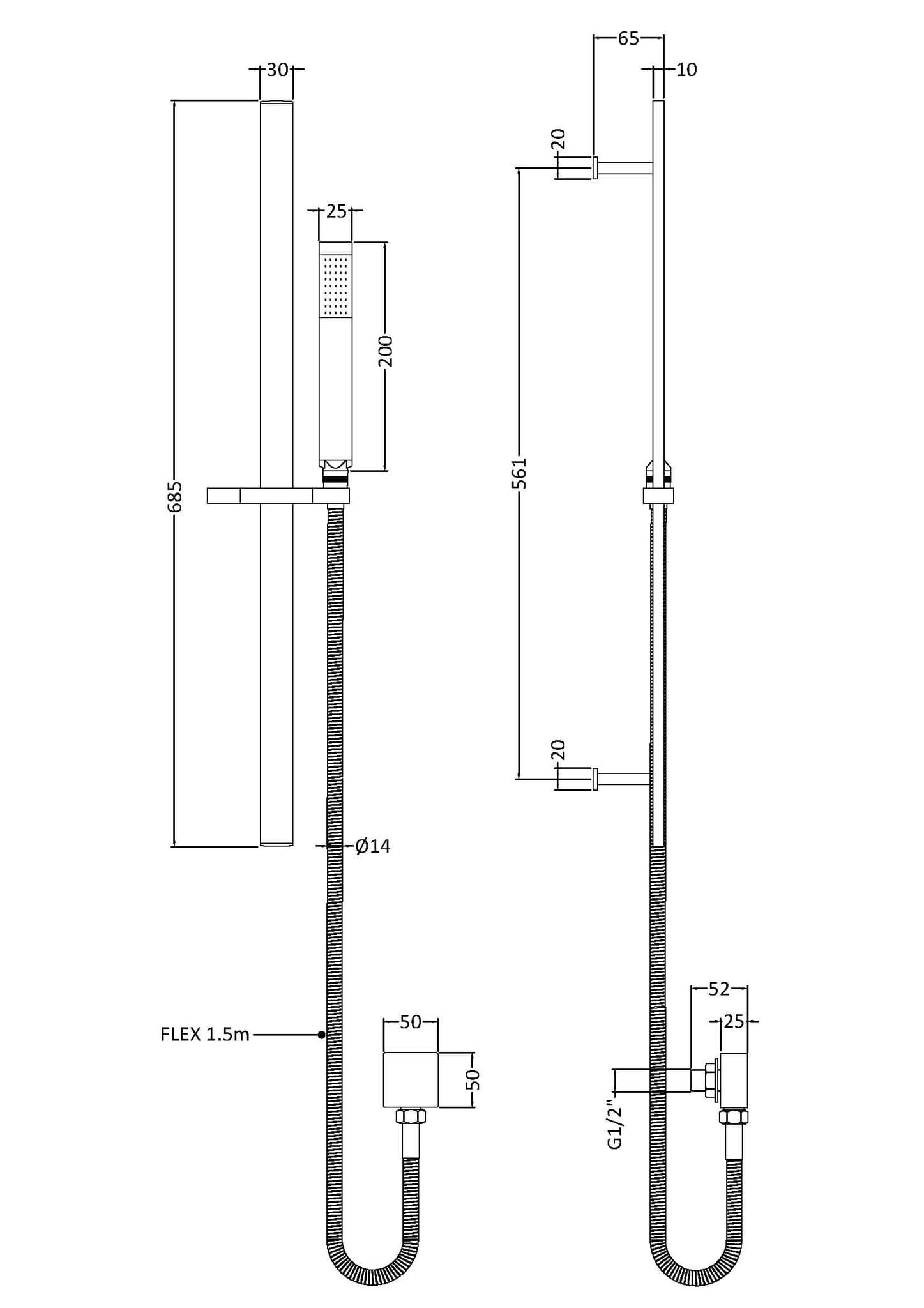 Sheer Rectangular Slider Rail Kit Brushed Bronze A15167