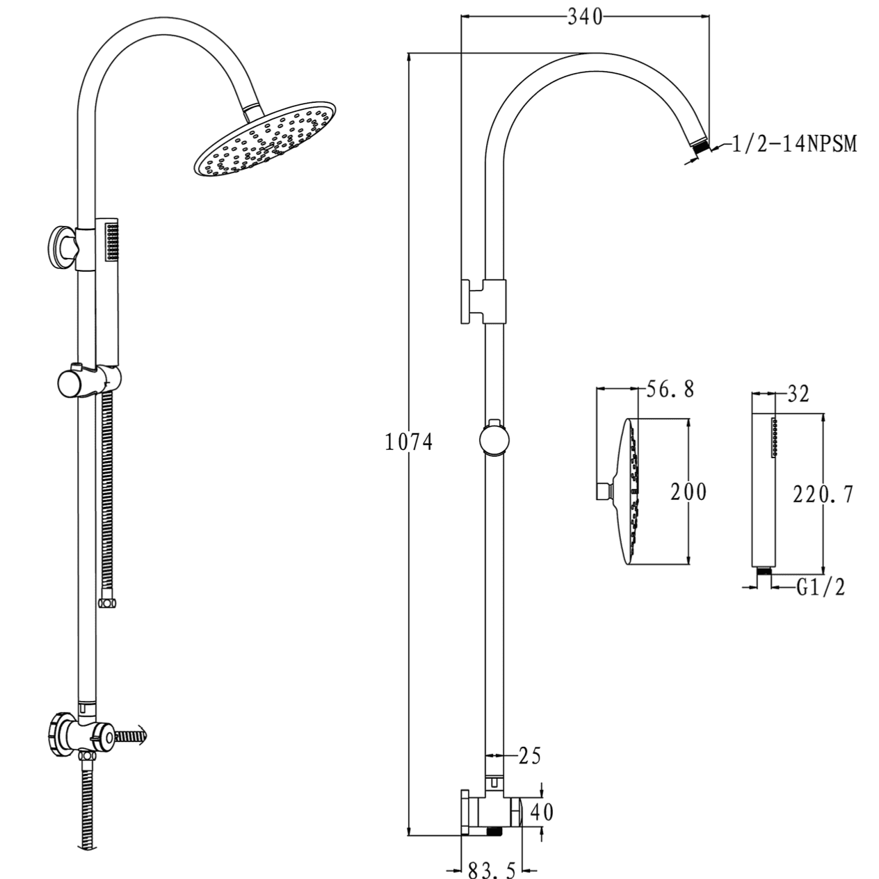 Shower Bundle with Exposed Bar Valve & Breeze Riser Shower Kit - Chrome
