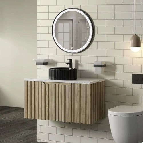 Signature Aveiro Wall Hung Basin Unit, Worktop & Black Basin - 900mm Wide - Various Colour