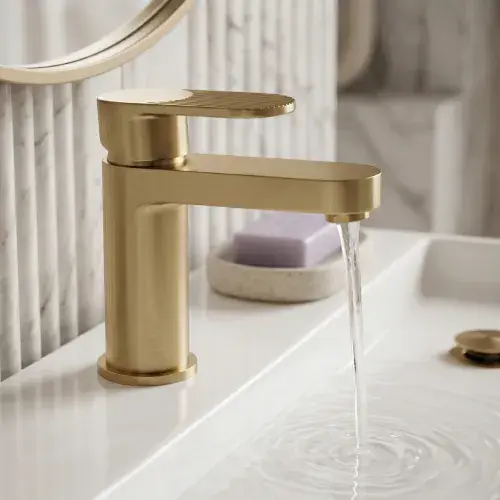 Signature Fluted Basin Mixer & Waste - Brushed Brass
