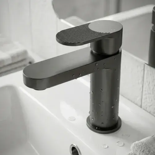 Signature Fluted Basin Mixer & Waste - Matt Black