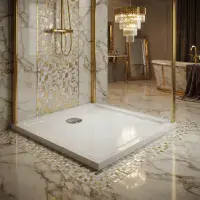 Signature Genesis 40mm Anti-Slip Rectangular Shower Tray - White - Various Size