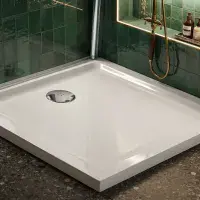 Signature Genesis 40mm Anti-Slip Rectangular Shower Tray - White - Various Size