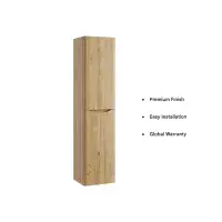 Signature Novella 1500mm Wall Hung Tall Bathroom Cabinet - Oak