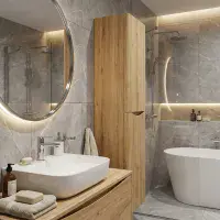 Signature Novella 1500mm Wall Hung Tall Bathroom Cabinet - Oak