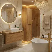 Signature Novella 1500mm Wall Hung Tall Bathroom Cabinet - Oak