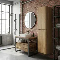 Signature Novella 1500mm Wall Hung Tall Bathroom Cabinet - Oak