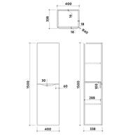 Signature Novella 1500mm Wall Hung Tall Bathroom Cabinet - Oak