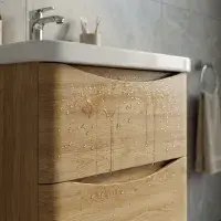 Signature Novella 500mm Wall Hung Vanity Unit & Basin - Oak
