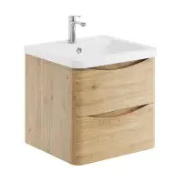 Signature Novella 500mm Wall Hung Vanity Unit & Basin - Oak