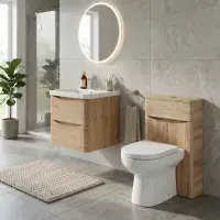 Signature Novella 500mm Wall Hung Vanity Unit & Basin - Oak