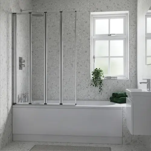 Single Framed Four Fold Bath Screen