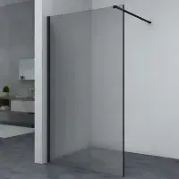 Smoked Walk In Shower Panels - Black Profile