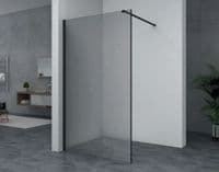 Smoked Walk In Shower Panels - Black Profile