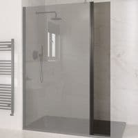 Smoked Walk-In Shower Screen  10mm Toughened Glass with Optional Smoked Flipper Panel