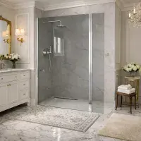 Smoked Walk-In Shower Screen  10mm Toughened Glass with Optional Smoked Flipper Panel