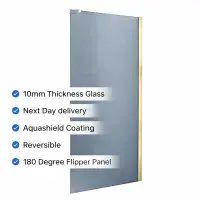 Smoked Walk-In Shower Screen  10mm Toughened Glass with Optional Smoked Flipper Panel