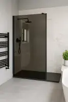 Smoked Walk-In Shower Screen  10mm Toughened Glass with Optional Smoked Flipper Panel