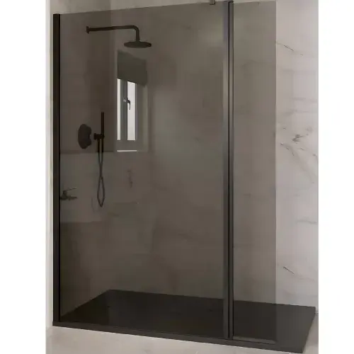 Smoked Walk-In Shower Screen 10mm Toughened Glass with Optional Smoked Flipper Panel