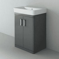 Solar Waterproof 600mm Vanity Unit with Ceramic Basin,  Anthracite