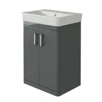 Solar Waterproof 600mm Vanity Unit with Ceramic Basin,  Anthracite