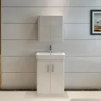 Solar Waterproof 600mm Vanity Unit with Ceramic Basin,  White