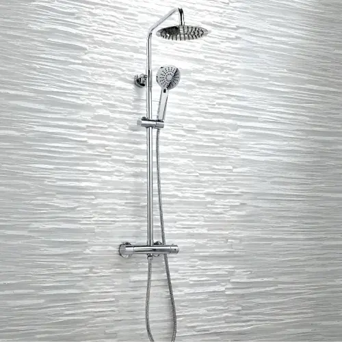 Sphere Thermostatic Bar Mixer Shower with Fixed Round Drench Head and Handset