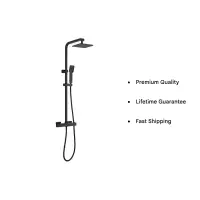 Square Dual Head Thermostatic Shower  Matt Black