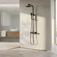 Square Dual Head Thermostatic Shower  Matt Black
