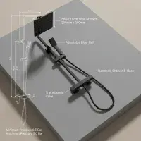 Square Dual Head Thermostatic Shower  Matt Black