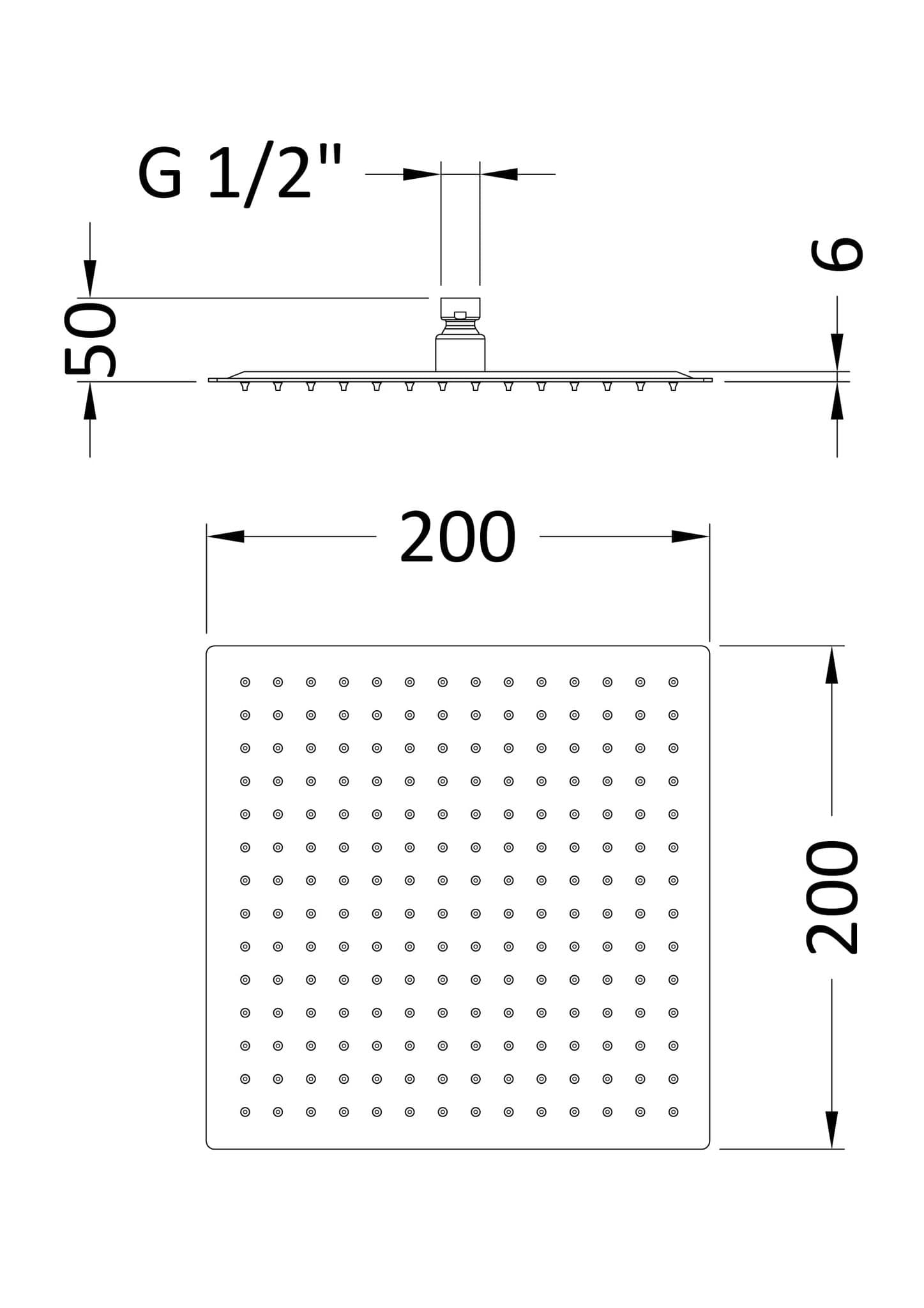 Nuie Square Thin Fixed Shower Head | Brushed Bronze | Stainless Steel | 200mm