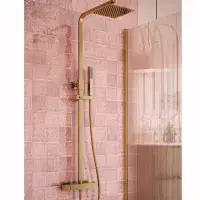 Square Thermostatic Shower Set, Brushed Bronze