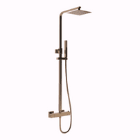 Square Thermostatic Shower Set, Brushed Bronze