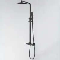 Square Thermostatic Shower Set, Matt Black