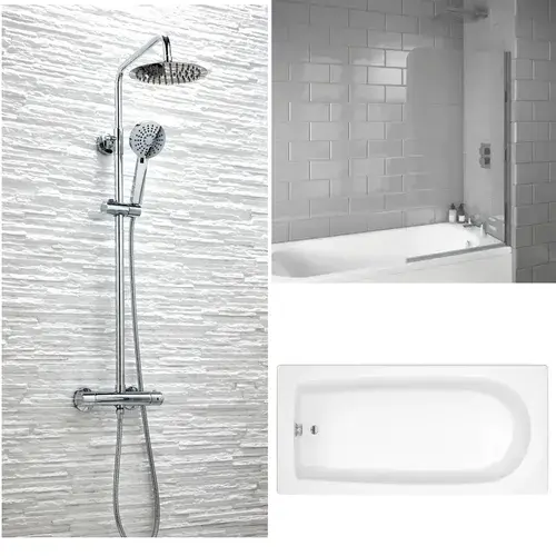 Star Buy Merit Bath with Plain Bath Screen and Sphere Mixer Shower Set